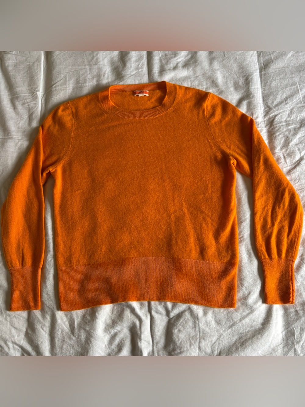 J Crew Orange Cashmere Crewneck Lightweight Womens Sweater Size Medium